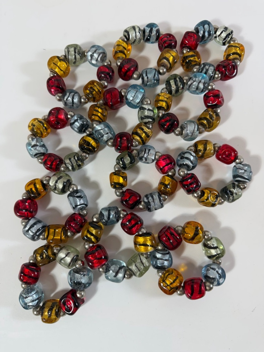 Pier 1 Handblown glass bead napkin rings Set of 12 Hippy Coastal Vibes
